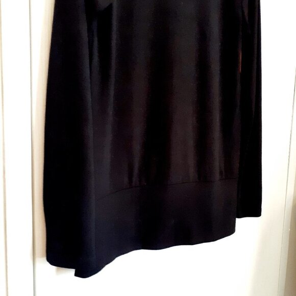 NWT - VOLT DESIGN Black V-Neck Sweater Top w Faux Leather Contrast; Size Small - Picture 4 of 7